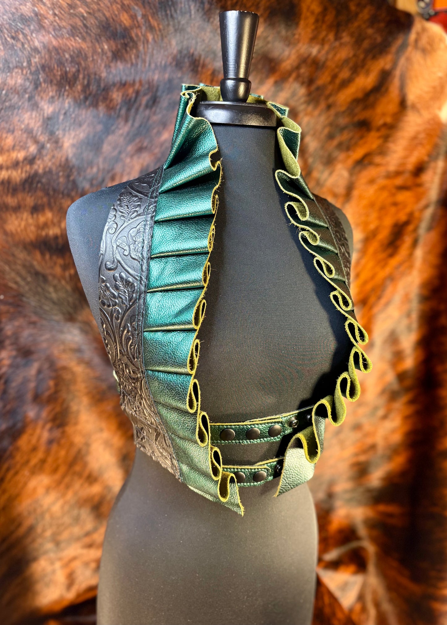 Fixated on Verdigris Ruff Top