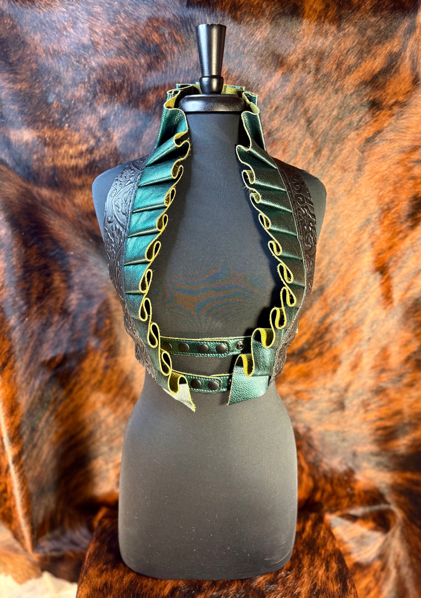 Fixated on Verdigris Ruff Top