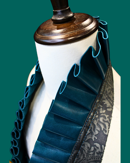 Teal & Floral Neck Ruff Top - Size 37
